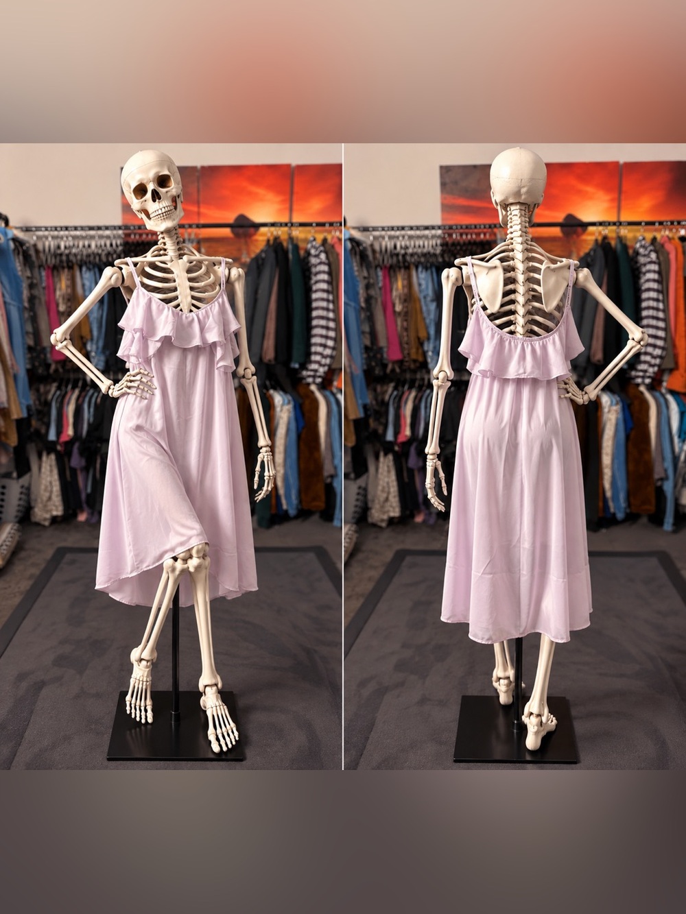 Old Navy Lilac Ruffle Midi Dress - Pastel Purple